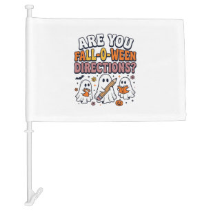 Funny Fall Halloween Teacher Ghost Directions Shir Car Flag