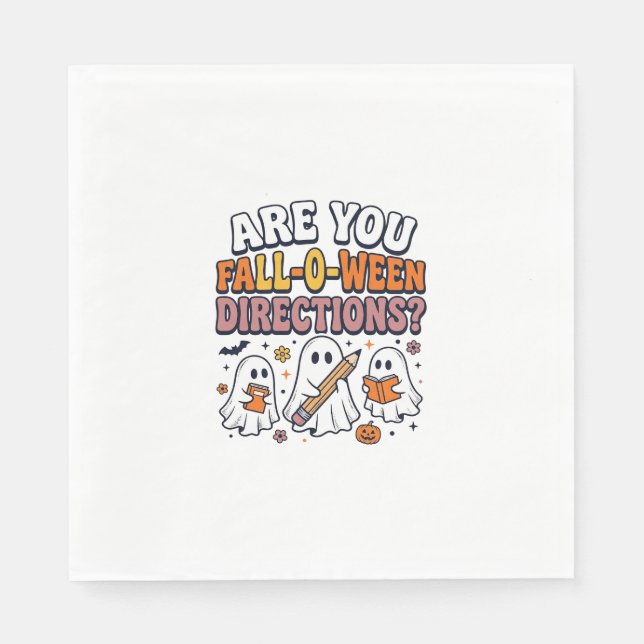 Funny Fall Halloween Teacher Ghost Directions Shir Napkins (Front)