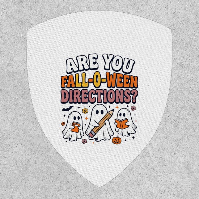 Funny Fall Halloween Teacher Ghost Directions Shir Patch (Front)