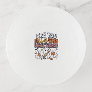 Funny Fall Halloween Teacher Ghost Directions Shir Trinket Tray