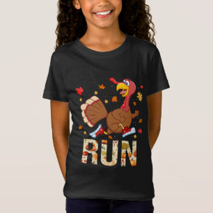 Funny Fall Sayings Thanksgiving Trot Run Turkey Na T-Shirt