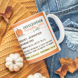 Funny Fall Season Prescription Pumpkin Spice Latte Coffee Mug<br><div class="desc">Love Pumpkin Spice lattes or know a family member or friend who can't get enough of them! Then you will love our cute and funny prescription pumpkin spice latte coffee mug, made to resemble a prescription bottle. Our cute prescription label features a cute pumpkin Logo with an RX design incorporated....</div>