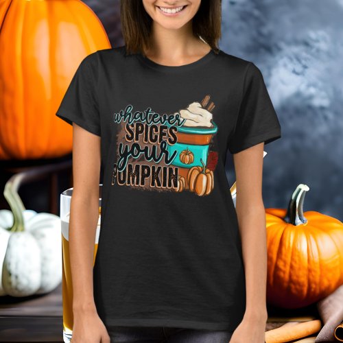 funny Fall Seasonal spice pumpkin word art  T_Shirt