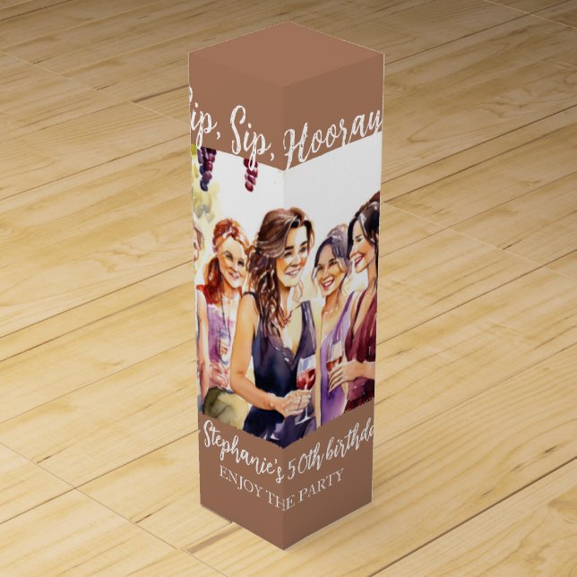 Funny Fall Wine Tasting Woman's 50th Birthday Box (Front)