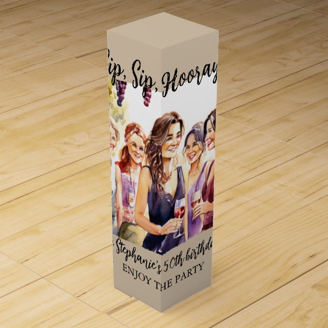 Funny Fall Wine Tasting Woman's 50th Birthday Box (Front)