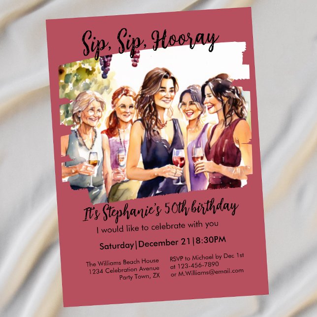 Funny Fall Wine Tasting Woman's 50th Birthday Invitation (Creator Uploaded)