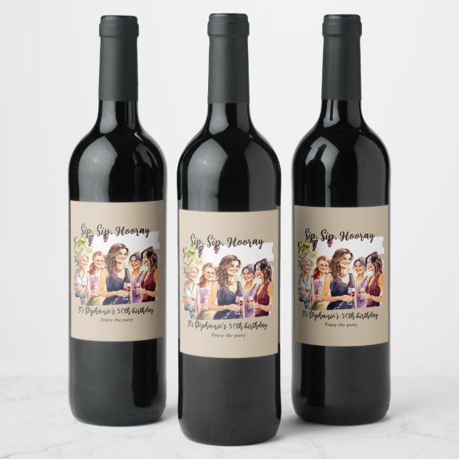 Funny Fall Wine Tasting Woman's 50th Birthday Label (Bottles)