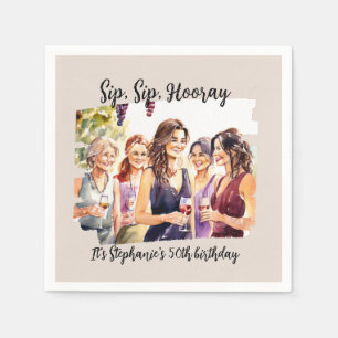 Funny Fall Wine Tasting Woman's 50th Birthday Napkins