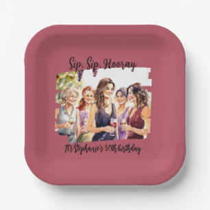 Funny Fall Wine Tasting Woman's 50th Birthday Paper Plates