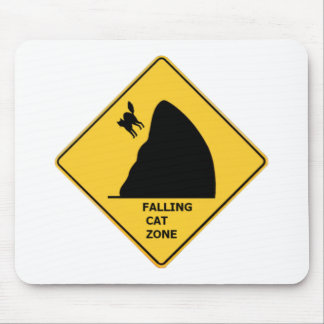 Funny Falling Cat Zone Sign Mouse Pad