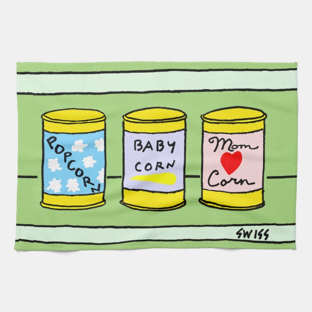 Funny Family Cartoon New Parents Kitchen Towel (Horizontal)