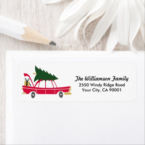 Funny Family Christmas Bringing Home Xmas Tree Label