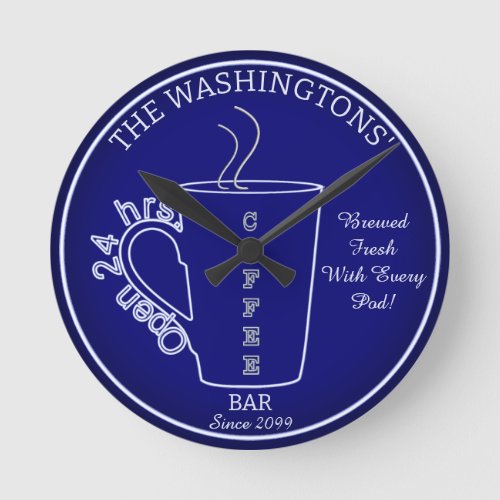 Funny Family Coffee Bar Wall Clock