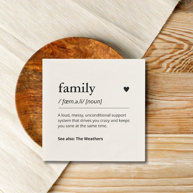 Funny Family Custom Definition Modern Dinner Napkins (Creator Uploaded)