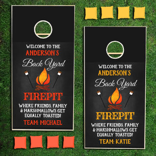 Funny Family Fire Pit  Personalized Cornhole Set