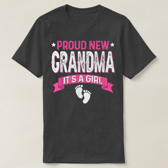 Funny Family Gender Reveal Proud New Grandma It's  T-Shirt (Design Front)
