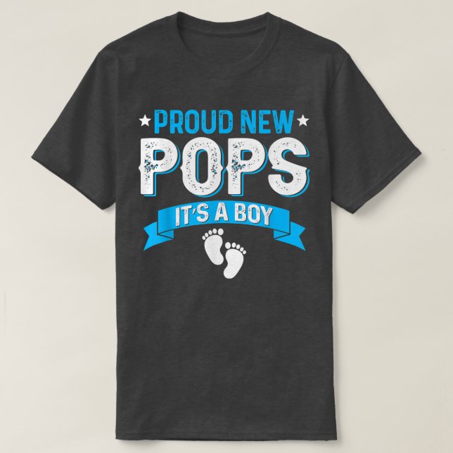 Funny Family Gender Reveal Proud New Pops It's A B T-Shirt (Design Front)