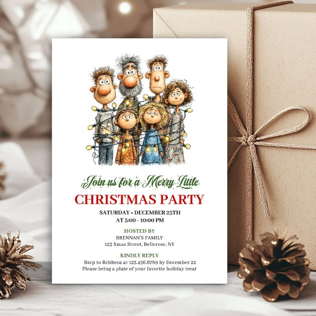 Funny Family Hand Drawn Christmas Party Invite (Funny Family Hand Drawn Christmas Party Invite)