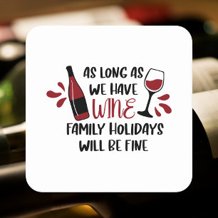 Funny Family Holiday Wine Square Paper Coaster