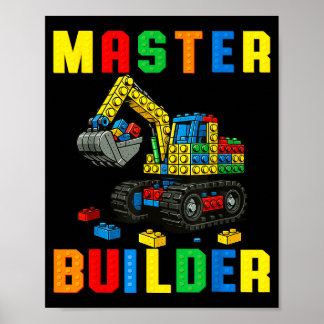 Funny Family Master Builder Building Bricks Blocks Poster