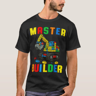 Funny Family Master Builder Building Bricks Blocks T-Shirt