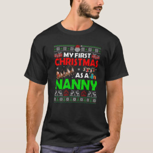 Funny Family My 1st Christmas As A Nanny Ugly Xmas T-Shirt