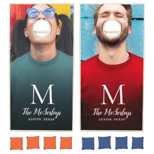 Funny Family Name Custom Photo Corn Hole Set