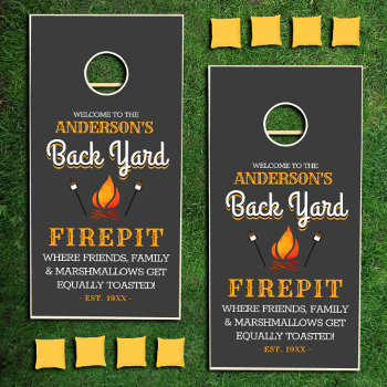 Funny Family Name Fire Pit  Personalized Cornhole Set by reflections06 at Zazzle
