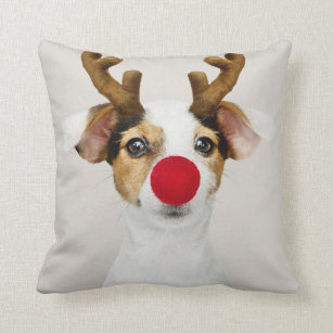 Funny family pet dog photo typography christmas throw pillow