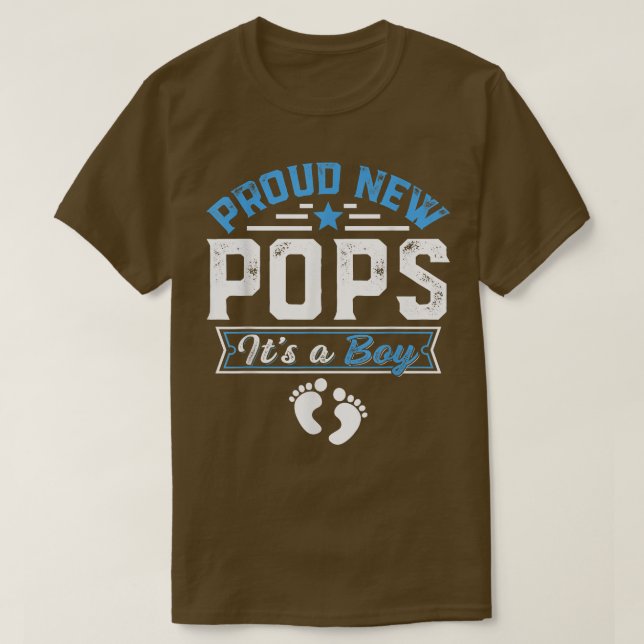 Funny Family Proud New Pops It's A Boy Gender Reve T-Shirt (Design Front)