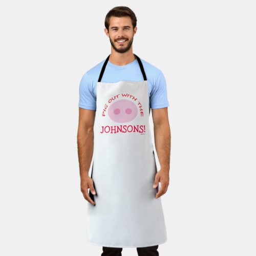 Funny Family Reunion BBQ Cartoon Pig Out Custom Apron