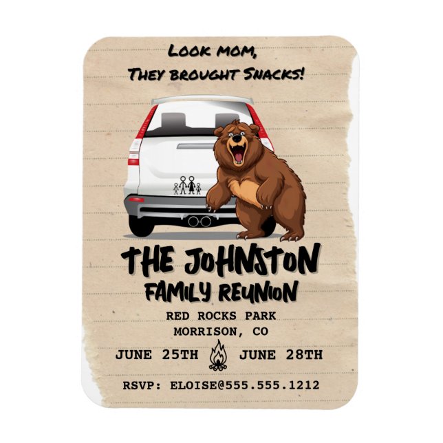 Funny Family Reunion Invitation with Bear Magnet (Vertical)
