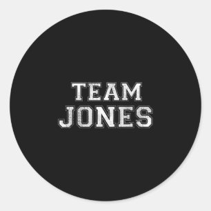 Funny family sports team jones last name jones classic round sticker