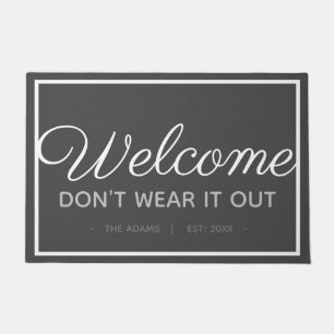 Funny Family Welcome Modern Gray White Style Doormat