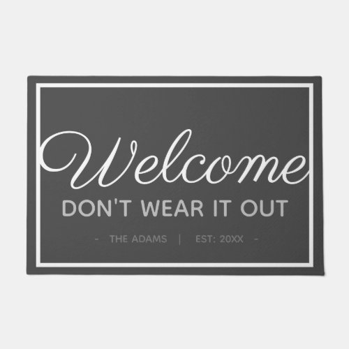 Funny Family Welcome  Modern Gray White Style Doormat