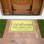 Funny Family Welcome | Modern Gray Yellow Style Doormat at Zazzle
