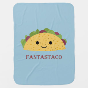 Funny Fantastaco Taco Pun Cute Kawaii Taco Baby Blanket