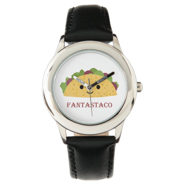 Funny Fantastaco Taco Pun Cute Kawaii Taco Watch (Front)