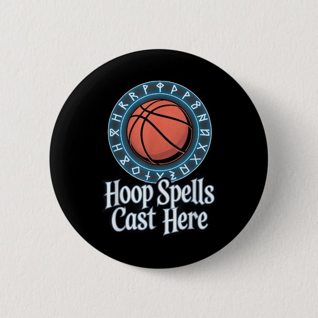 Funny Fantasy Basketball Spell League Draft Game  Button (Front)
