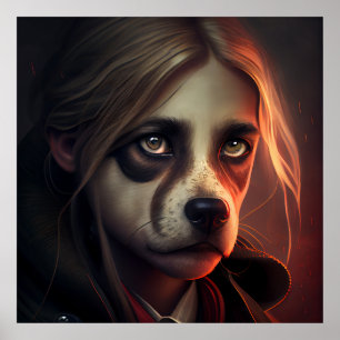 Funny fantasy dog woman poster really funny