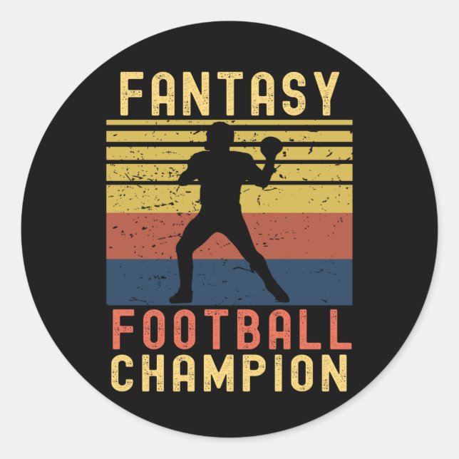 Funny Fantasy Football Champion Draft Classic Round Sticker (Front)