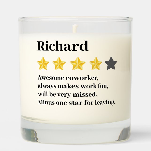 Funny Farewell Coworker Gift – Custom Name & Text Scented Candle (Front)