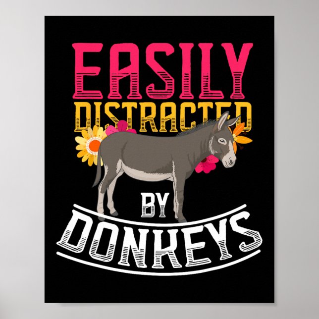 Funny Farm Animal Lover Gift Donkey  Poster (Front)