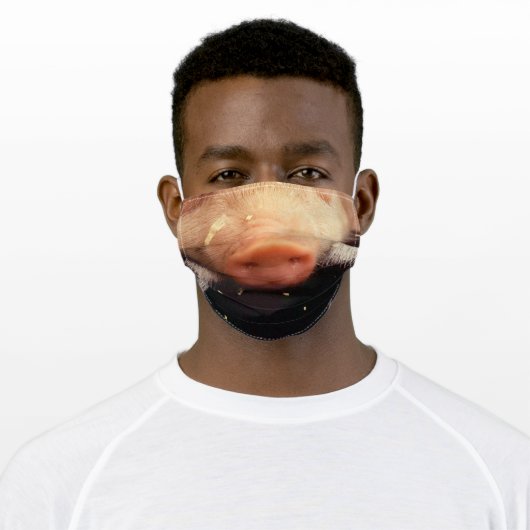 funny farm animal piglet pink pig nose adult cloth face mask (Worn)