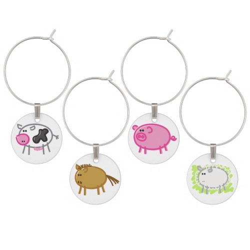 Funny Farm Animal Wine Charms