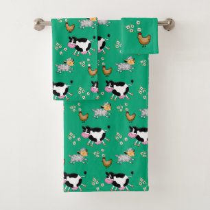 funny farm animals bath towel set