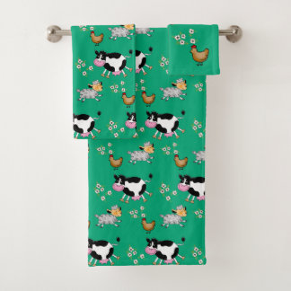 funny farm animals bath towel set
