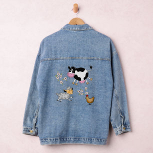 funny farm animals denim jacket