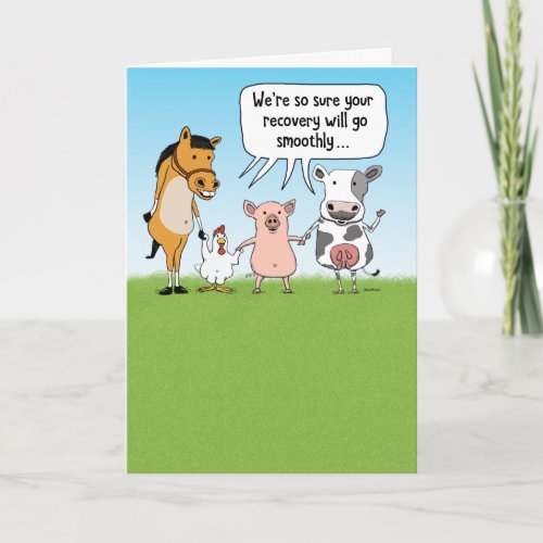 Funny Farm Animals Get Well Card