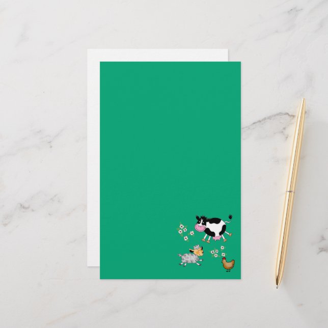funny farm animals stationery (Front/Back In Situ)